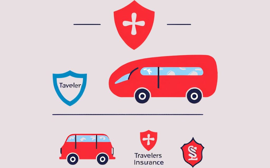 TRAVELERS INSURANCE FEATURES WHICH RED ITEM AS PART OF ITS LOGO